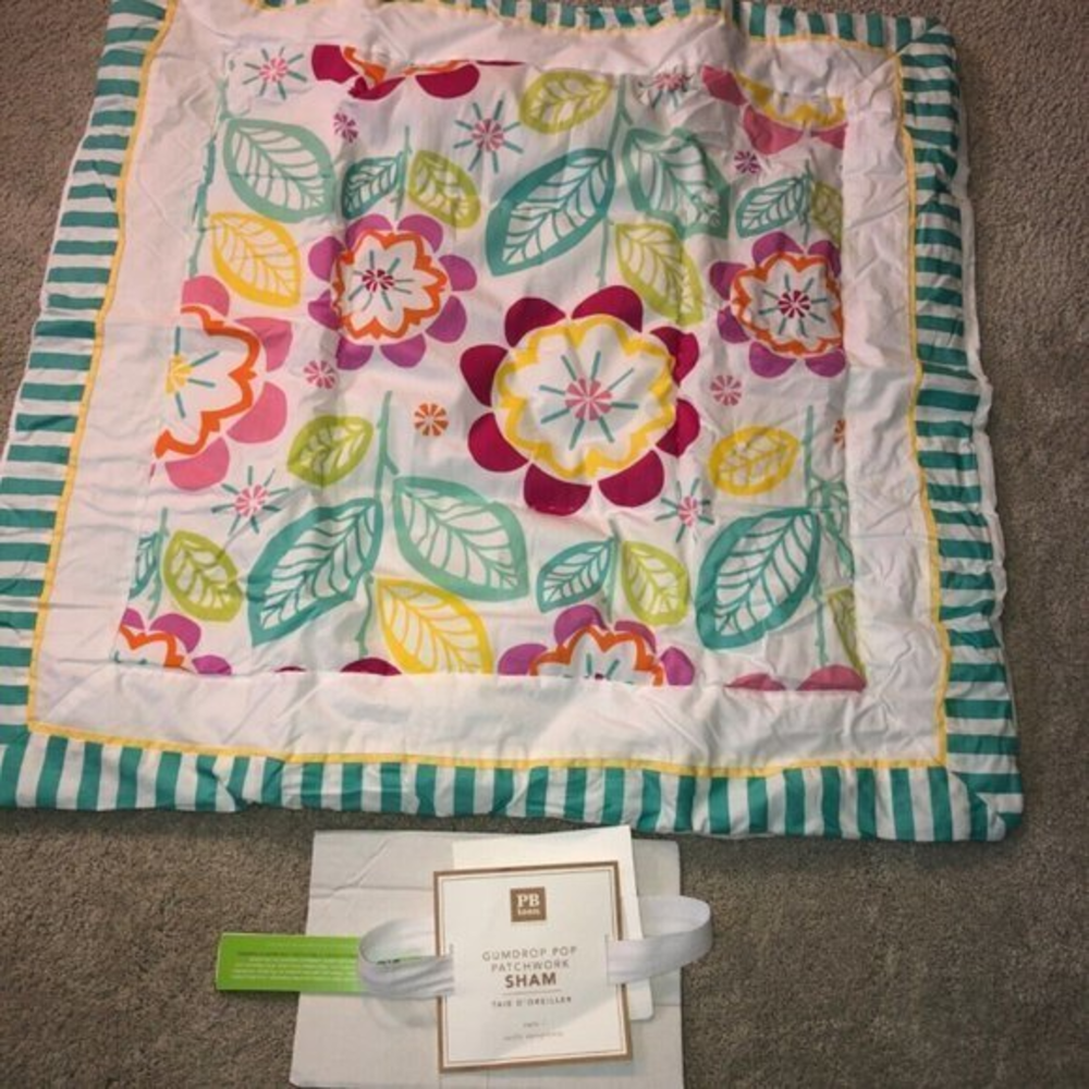Pottery Barn Teen Gumdrop Pop Patchwork Sham‎ Euro 26”x26” New